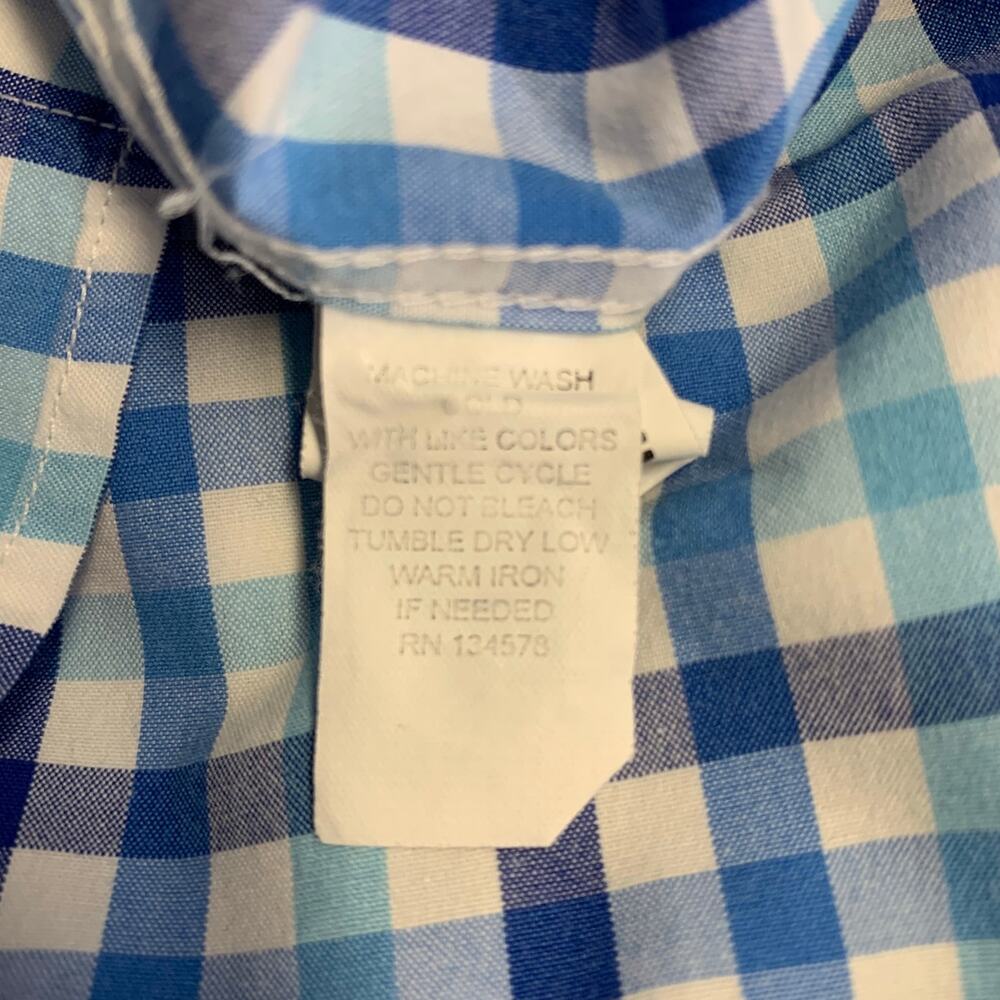 VINEYARD VINES Size M Blue White Checkered Cotton One pocket Long Sleeve Shirt - Picture 6 of 6